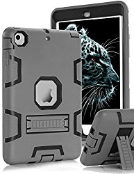 Topsky 2877893 Shock-Absorption Three Layer Armor Defender Full Body Protective Case for iPad Mini, Mini 2 , Mini 3, Mini Retina – Grey Black