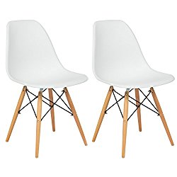 Best Choice Products Set of (2) Eames Style Dining Chair Mid Century Modern Molded Plastic Shell Arm Chair