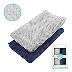 Changing Pad Cover – Babebay Ultra Soft Minky Dots Plush Changing Table Covers Breathable Changing Table Sheets Wipeable Changing Pad Covers Suit for Baby Boy and Baby Girl (2 Pack)